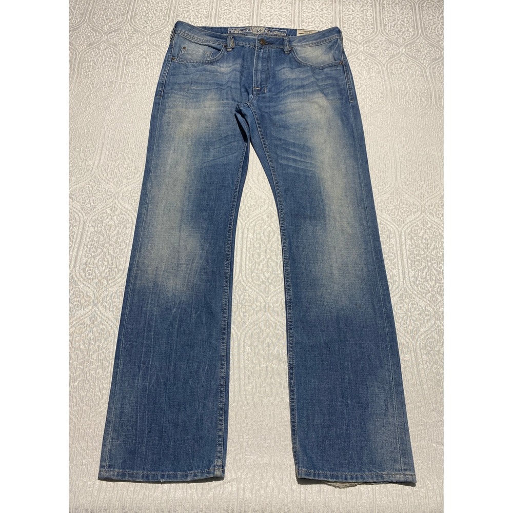 Buffalo David Bitton Driven Basic Straight Leg Jeans Mens 34x34 Medium Wash Blue